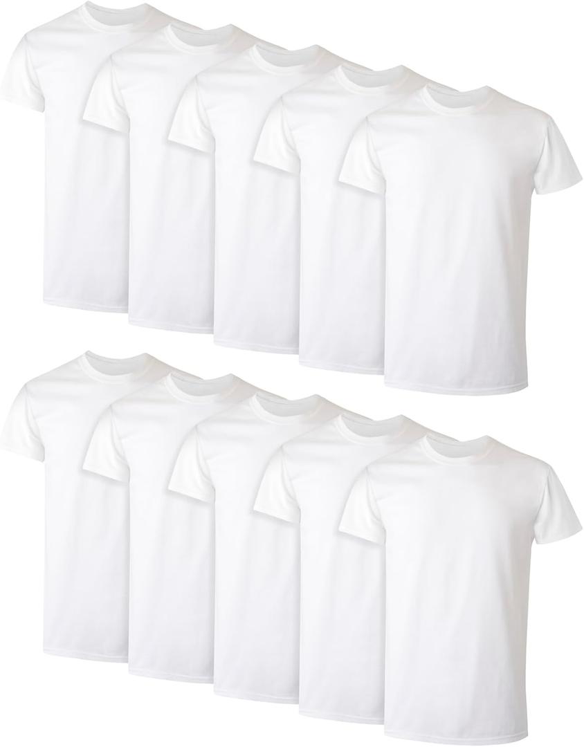 Hanes Mens Undershirt Packs, Stay-Tucked Soft Cotton Undershirts, Best Undershirts for Men, White/Black/Asstd Multipacks (White)