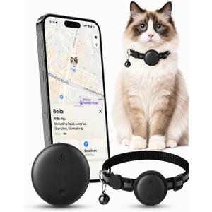 GPS Cat Tracker Collar for iPhone, Works with Apple Find My, No Monthly Fee, Lightweight Pet Tracking Tag with Collar Holder for Cats