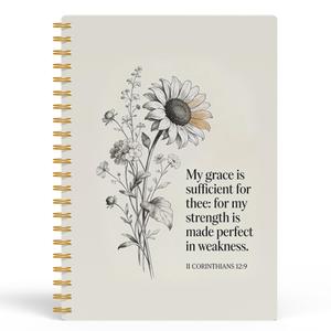 3 x FGFK Vintage Floral Christian Notebook Journal, 2 Corinthians 12:9 Floral Bible Verse Journals for Women, Prayer Journal for Women, Church Notes Notebook, 5.5x8.3 Inches 798