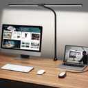 ShineTech Led Desk Lamp for Office Home, Bright Double Head Desk Light with Clamp, Architect Task Lamp 50 Lighting Modes Adjustable Flexible Gooseneck (5CCT in One (3000K/3500K/4000K/5000K/6000K))