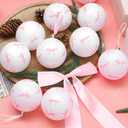 24 Pcs Pink Bow Coquette Christmas Tree Ornaments Balls 3.14 Inch Pink White Christmas Tree Hanging Ornaments Plastic Ball with Ribbon for Xmas Tree Winter Bachelorette Party Holiday Home Decorations