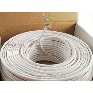 CablesOnline 250ft CAT5e 100% Pure Copper RJ45 350Mhz UTP Solid Ethernet Cable Spool, White, U-B250W