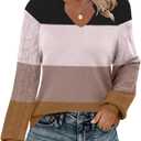 Zeagoo Womens 2026 Fall Sweaters Casual Long Sleeve V Neck Loose Lightweight Crochet Knit Pullover Sweater Tops