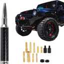 Carbon Fiber 50 Cal Bullet Antenna Fits for GMC Sierra Chevy Silverado 1500 Dodge Ram Jeep Ford Raptor Bronco Accessories,Universal Truck Antenna (Carbon Fiber+Silver)