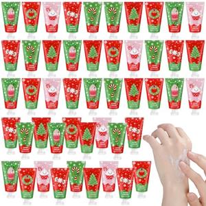 Loopeer 48 Pcs Christmas Hand Cream Gifts Bulk Christmas Mini Hand Lotion Xmas Stocking Stuffers Gifts Travel Size Mini Creams Moisturizer Cream Xmas Party Favors for Dry Skin Women Men Mom Employee