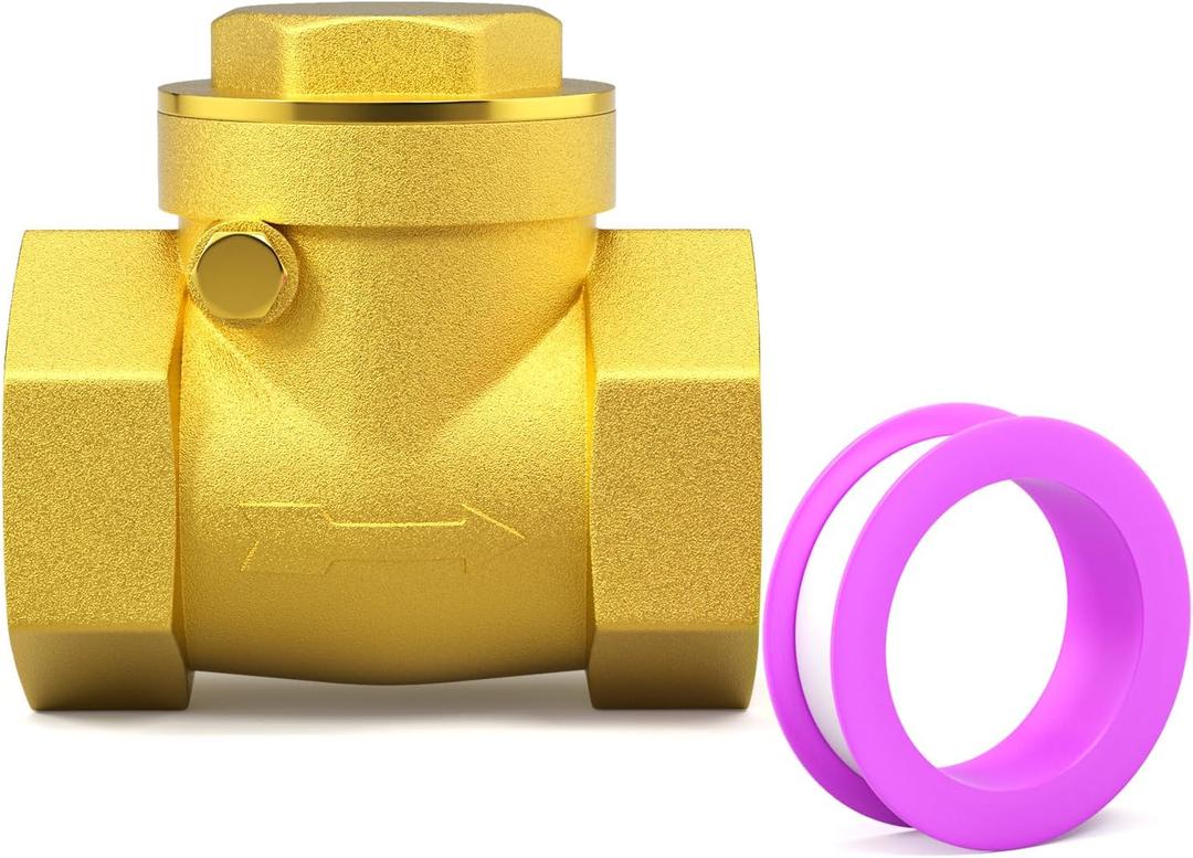 GASHER 1PC Swing Brass Check Valve DN80 3" Female Thread, Backflow Prevention, One Way Check Valves for Sump Pump and Air Compressor, Gas Air Fuel Oil Water