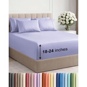 Extra Deep Queen Sheet Set - 6 Piece Breathable and Cooling Sheets - Hotel Luxury Bedding for Women, Men, Kids & Teens - Easy Secure Fit - Soft, Wrinkle Free and Comfy - Extra Deep Pockets - Lavender