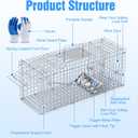 Humane Live Animal Cage Trap,29.13x9.44x1.18in Heavy Duty Collapsible Steel Catch Release Animal Cage W/Gloves for Rabbit Squirrel Possum Skunk Kitten Raccoon and More