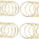 24pcs Metal Shower Curtain Hooks Heavy Duty Round Curtain Rings for Bathroom Easy Glide Replacement Hooks Multi-Functional Bath Drape Loops (Golden)