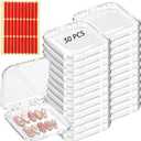 30 PCS Press On Nail Cases, Clear Plastic Nail Display Boxes with 90 Adhesive Tabs, Square Organizer Containers for Jewelry Small Accessories, Portable Packaging Holders for Salon Home Use
