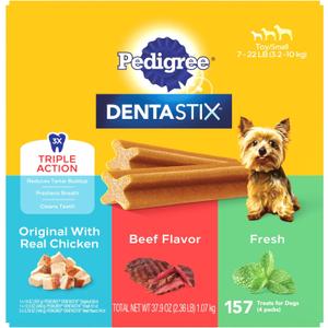 Pedigree Dentastix Dental Chews for Dogs, Small and Toy Breed Dog Treats, Original, Beef & Fresh Flavor, 2.36 lb. Variety Pack (157 Treats Total) (EXP 07/01/26)