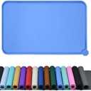 Waterproof Pet Feeding Mat with High Raised Edges, Heavier and Thicker Placemats for Cat Dog Water Bowl with BPA Free, Dogs Cats Food Mats for Messy Drinkers to Prevent Spill and Protect Floors (18.5" x 11.5", Blue)