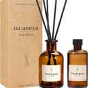 Reed Diffuser Set, 8.12 fl.oz Eucalyptus Scented Diffuser with Sticks, Up to 120 Days, Home Fragrance Reed Diffuser for Bathroom Shelf Decor & Room Freshener, 2 Pack