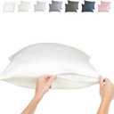 Zippered Pillowcases - Queen Size 30x20, 100% Viscose Derived from Bamboo, 2 PK, White - Cooling Pillow Cases - Silky Pillow Covers for Hot Sleepers, Menopause, Night Sweats - by JoMo