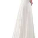 Wedding Dresses for Bride 2023 Sleeveless Lace Petite/Plus Size Bridal Gowns for Civil Wedding for Beach Wedding (White, M)