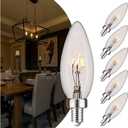 AMDTU E12 25 Watt Equivalent Clear Small Base LED Bulb Candelabra Candle CA10 Dimmable Ideal Chandelier Light for Dining Rooms and Living Rooms Delivering Long Lasting Illumination for Cozy Settings (6 Count (Pack of 1), Clear Glass 2700k Soft White)