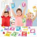 Valentines Gifts Cards for Kids, 24 Pack Gem Squeeze with Greeting Card for Kid Classroom Exchange, Stretchy Stress Set for Boys Girls Toddler Gift School Party Favor