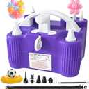 Balloon Pump Electric, Portable Dual Nozzle 600W Air Pump Balloon Inflator, 4-in-1 High Power Balloons Air Blower for Latex 260q Foil Mylar Balloon Inflation Pool Floats Air Beds (Violet)