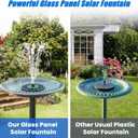 Yzert Solar Fountain Full Glass Panel No Battery, 3.5W Solar Bird Bath Fountains with 4 Fixed Rods & 7 Nozzles, Solar Fountain Pump for Bird Bath, Garden, Pond, Pool, Patio,Hummingbird