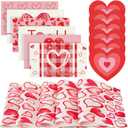Xuhal 13 Pcs Valentine's Day Heart Boho Placemats and Table Runner Set 6 Sets Table Mats 11.8 x 78.7 Farmhouse Runner for Dining Kitchen(Heart Style)