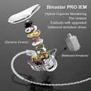 BASN Bmaster Triple Driver in-Ear Monitors Headphones with Powerful Deep Bass, HiFi Stereo IEM Earphones with Upgraded Detachable 2-Pin Cables for Musicians (White/Black, 2-Pin)
