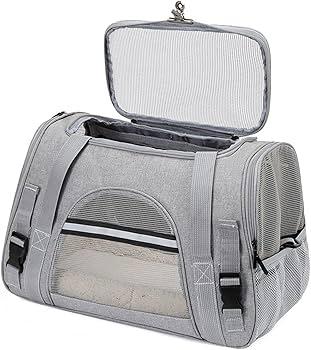 Dog Cat Carrier Soft for Small Pet Up to 16 Lbs TSA Airline Approved Travel Carrier Collapsible Puppy Car Mesh Bag 17.5 * 10.2 * 11.4 inch - Grey