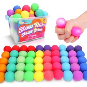 50 Pack Slow Rising Stress Ball, Large Box Stretchy Squishy Ball for Anxiety Relief, Pull Stretch Fidget Toys Bulk for Students, Value Set for Teacher, Offices & Group Therapy
