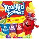 Kool-Aid Jammers Drink, 30 Pouches, for School Lunches and On-the-Go Hydration, Artificially Flavored Tropical Punch, Grape and Cherry Flavors, 6 fl oz (EXP 03/22/27)