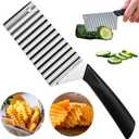 Suuker Crinkle Cut Knife for Veggies,Crinkle Cutter,Potato Cutter for Fries,Potato Slicer for French Fries,Pickle Slicer,Carrot Chopper,Stainless Steel Veggie Chopper for Avocado,Watermelon,Cucumber