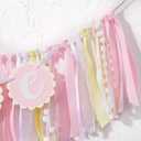 Some Bunny Is One High Chair Banner - Easter Bunny 1st Birthday Highchair Banner for Girls, Spring Rabbit 1st Birthday Decoration, Easter Girl First Bday Decor