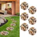 Natural Pebble Stepping Stones for Garden & Outdoor Walkways - 9 Inch Round Therapeutic Massage Stones, 6pcs Non-Slip Acupressure Floor Mats, Polished River Rock Decorative Stone Path
