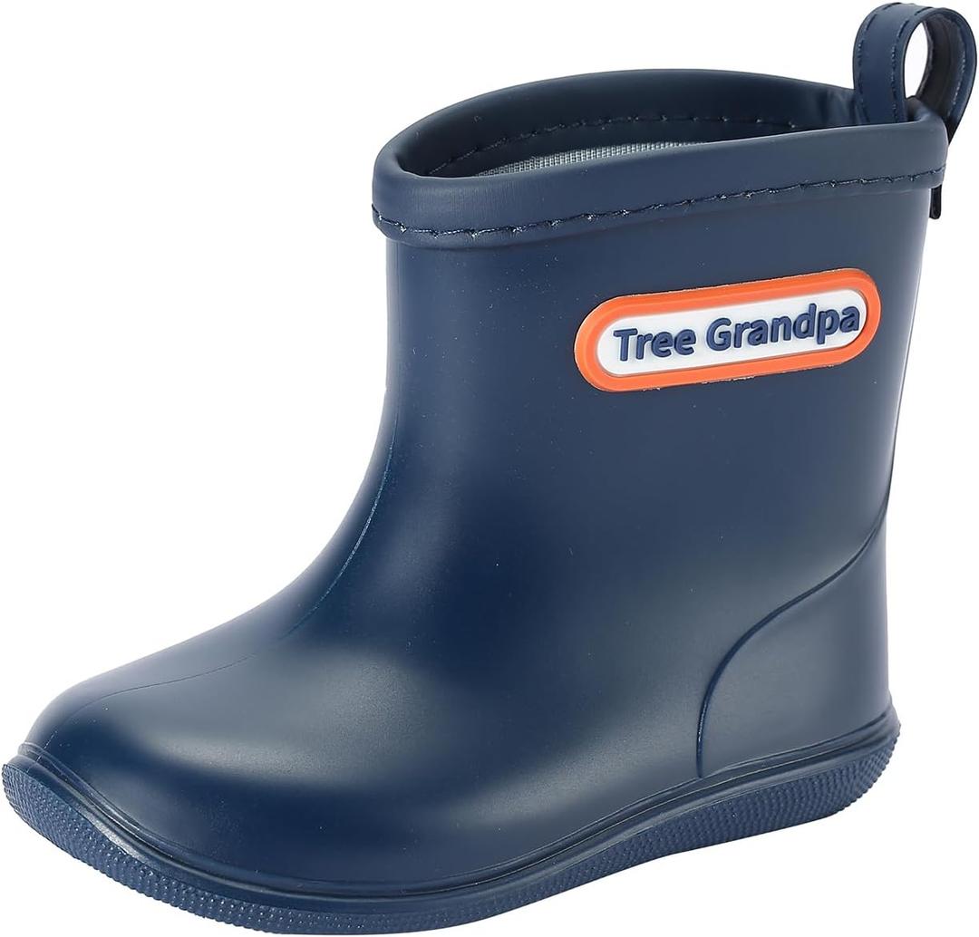 Tree Grandpa Toddler Rain Boots for Boys Girls Waterproof Baby Kids Rain Boots With Easy-on (Navy)