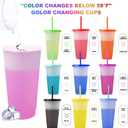 30 Pack Color Changing Cups, 24 oz Reusable Plastic Tumblers with Lids and Straws, Bulk Cold Drinking Cups for Iced Coffee, Smoothies, Birthday Party, Travel, Kids and Adults