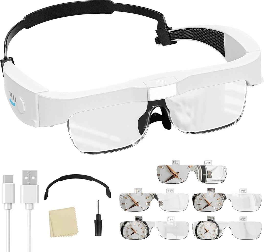 ARTDOT Magnifying Glasses with Light for Diamond Art Kits for Adults, Hands-Free Magnifier with 3 LED and 5 Lens (0.75X to 4.0X) for Reading, Close Work, or Diamond Painting Accessories and Tools