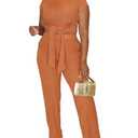 HBQ Women's Summer 2 Piece Outfits Lounge Sets Short Sleeve Belted Crop Tops Wide Leg Pant Sets Casual Tracksuit Size, M
