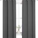 NICETOWN Grey Blackout Curtain Panels for Bedroom, Thermal Insulated Grommet Top Blackout Draperies and Drapes (2 Panels, W34 x L63 inches, Grey)