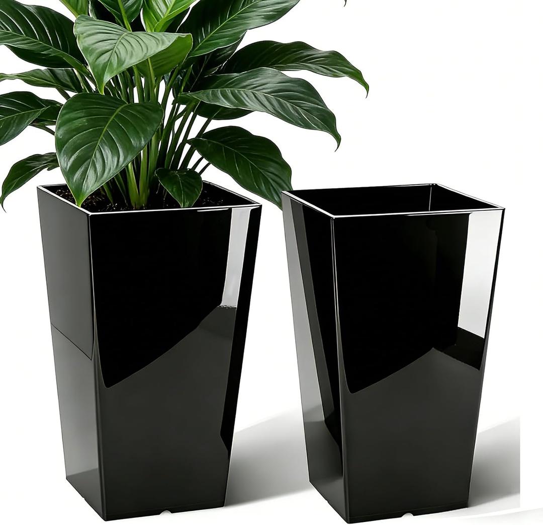 QCQHDU 21 inch Large Tall Taper Planters for Indoor & Outdoor Plants, 2 Pack Durable Plant-Flower-Tree Pots for Front Porch Patio Living Room Home Garden Decor, 12"W x 21"H