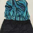 Summer Mae Blouson Plus Size Women's Tankini Swimsuits Tummy Control Modest 2025 Two Piece with Sporty Pockets Bathing Suits Blue Pearl 18 Plus Size 18W