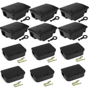 12 Pack KeyRequired Rat Bait Stations & Mouse Bait Stations 6 Large & 6 Compact, Lockable WeatherResistant Plastic for Indoor & Outdoor Pets Safe
