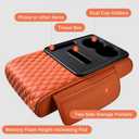 Arm Rest Cover for Car, Microfiber Leather Car Center Console Cover with 2 Storage Bags, 2 Cup Holders and a Storage Box, Universal Car Accessories, Black
