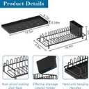 XYZLVSI Compact Small Dish Rack Sink Drying Rack with Silicone Mat, Stainless Steel Dish Drainer for Kitchen Cabinet, Kitchen Sink Rack,Dish Holder, Black