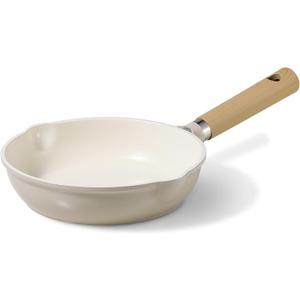 CAROTE 8" Ceramic Frying Pan Skillet, Non Stick Frying Pan Chef's Pan, Healthy & PFOA/PFAS Free, Induction-Compatible, Taupe