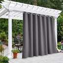 NICETOWN Outdoor Curtain for Patio Waterproof Extra Wide 100", Blackout Vertical Blinds Thermal Insulated Stainless Steer Grommet Indoor Outdoor Divider for Public Space, Grey, 1 Piece, 84" L