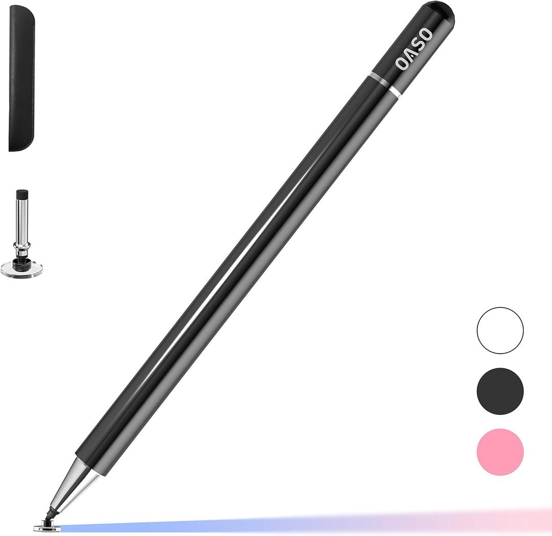 Pen for Tablet, Capacitive Disc Tip Stylus Pencil & Magnetic Cap Compatible with All Touch Screens, Pens for Apple iPad pro/5/6/7/8th/iPhone, Samsung Galaxy Tab A7/S7, Chromebook, Touch Pad (Black)