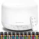 InnoGear Aromatherapy Diffuser & 10 Essential Oils Set, 500ml Essential Oil Diffuser with Remote Control Mother's Gift Ultrasonic Cool Mist Scent Humidifier Vaporizer Auto-Off Timer for Home, White