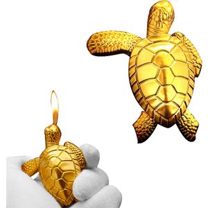 WEQTETJU Vintage Metal Butane Gold Turtle Lighter, Portable Cool Soft Flame Lighters, Refillable Novelty Vintage Lighters for Men Fireplace Candle Camping BBQ (Without Gas)