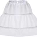 Girls Petticoat Underskirt with 3 Hoops Full Slip Crinoline Skirt (White)