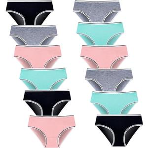 Teen Girls Underwear for 12 Pack Cotton Briefs (L, Multicolor)