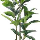 Alupssuc 5FT Artificial Fiddle Leaf Fig Tree with White Planter Pot, 5 feet Tall Fake Tree for Home Decor, Faux Ficus Tree Fake Moss for Indoor Outdoor Office Living Room