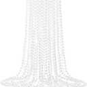 YAXINRUI 12 PCS White Mardi Gras Beads, 33" White Bead Necklaces Party Costume Necklace Round Parade Throw Beads in Bulk for Mardi Gras Christmas Festive Events, Party Favors